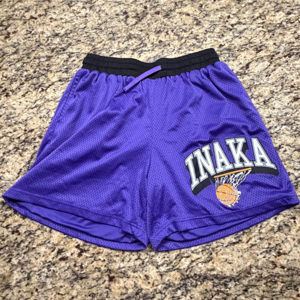 Inaka Power Mens Purple Mesh Basketball Gym Shorts XXL Graphic Drawstring ws